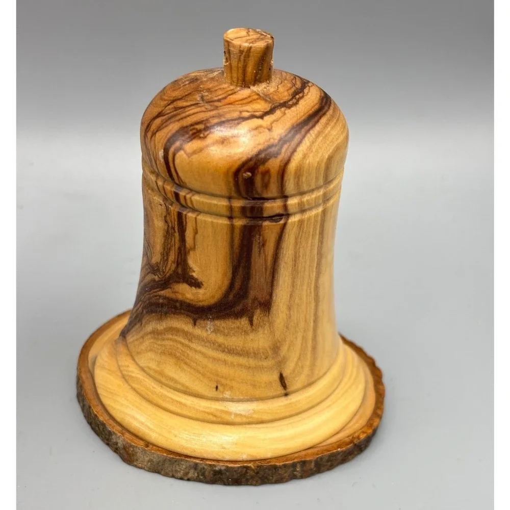Handmade Olive Wood Nativity Scene Bell Christmas Ornament Holy Family - Picture 4 of 5